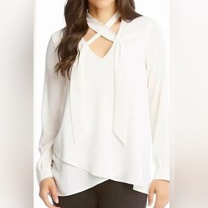 Beautiful Karen Kane cross tie neck blouse